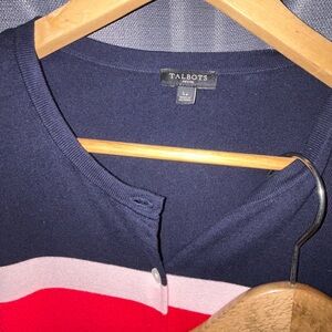 Talbots Striped Button Down Shirt - Navy, Pink, Red